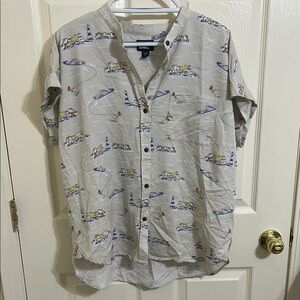 Land’s End Tan Casual Button Down Shirt with Relaxed Fit